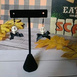 Bowtie Skull Halloween Earrings